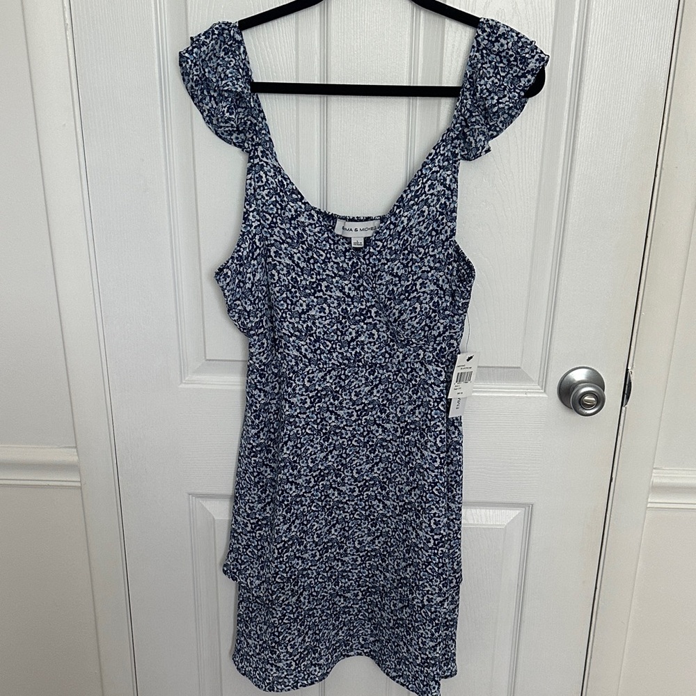 Emma & Michele Navy Floral Sleeveless Dress